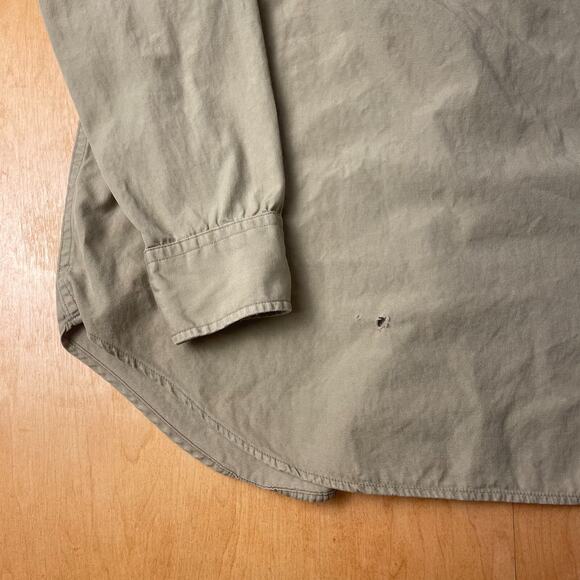 Vintage Post WWII USN Medium Solid Beige Long Sleeve Full Button Collared Shirt - Picture 11 of 11